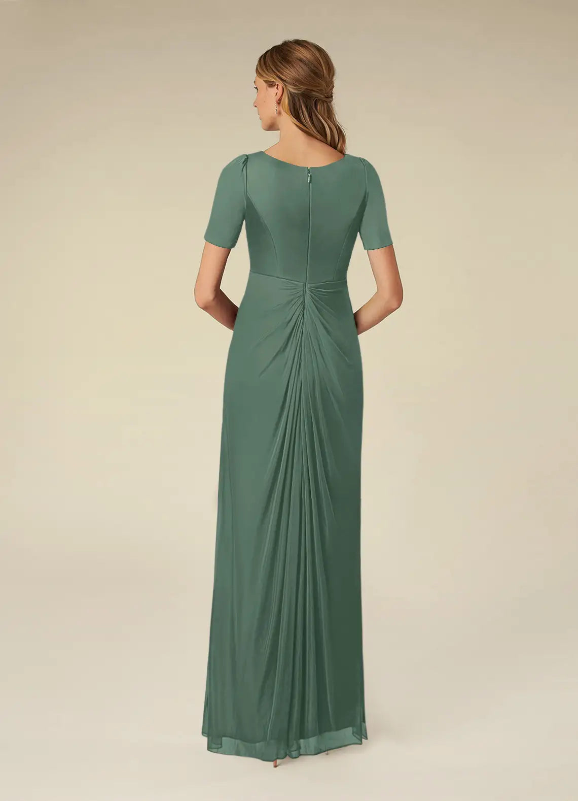 Wholesa A-Line V-Neck Short Sleeve Pleated formal dresses evening dress Mother of the Bride Dresses