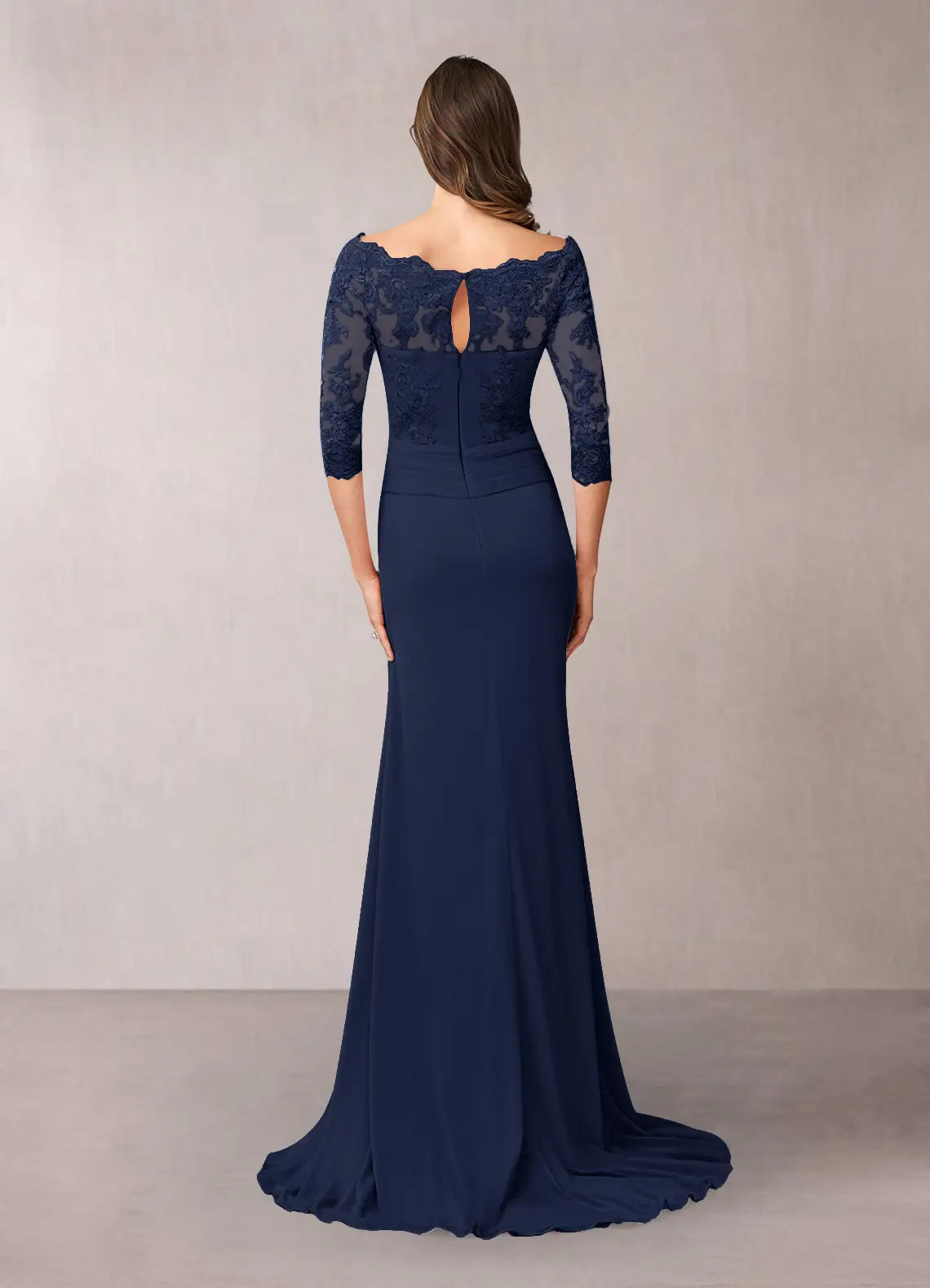 Wholesa Mermaid Off the Shoulder Appliques Dark Navy formal dresses evening dress Mother of the Bride Dresses
