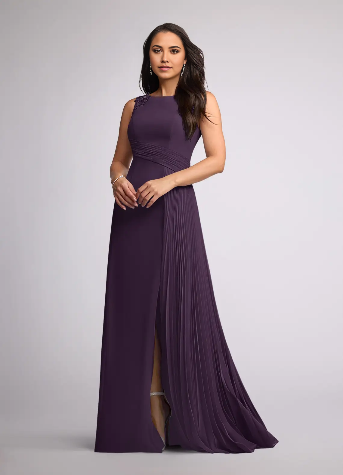 Wholesa A-Line Sequins Chiffon Plum formal dresses evening dress Mother of the Bride Dresses