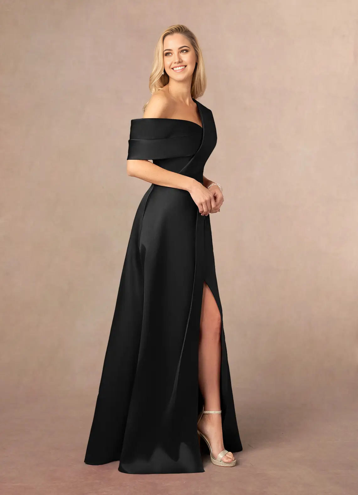 Wholesa A-Line Pleated Black formal dresses evening gown Mother of the Bride Dresses