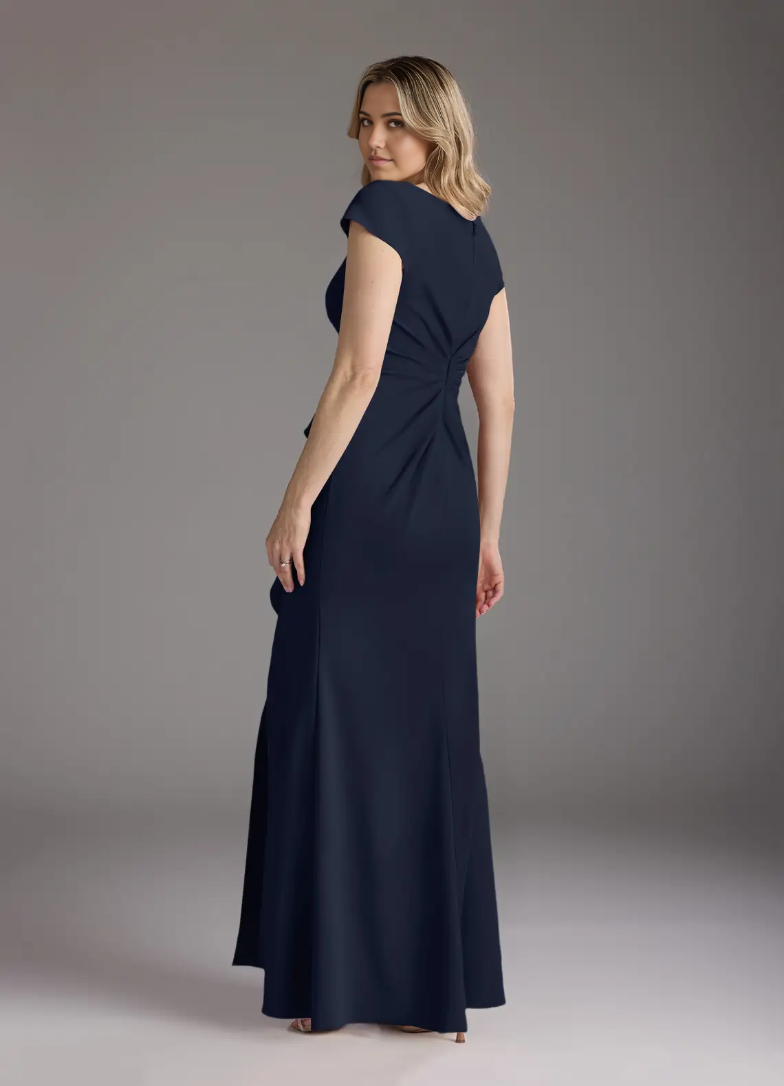 Wholesa Mermaid V-Neck Pleated Dark Navy formal dresses evening dress Mother of the Bride Dresses