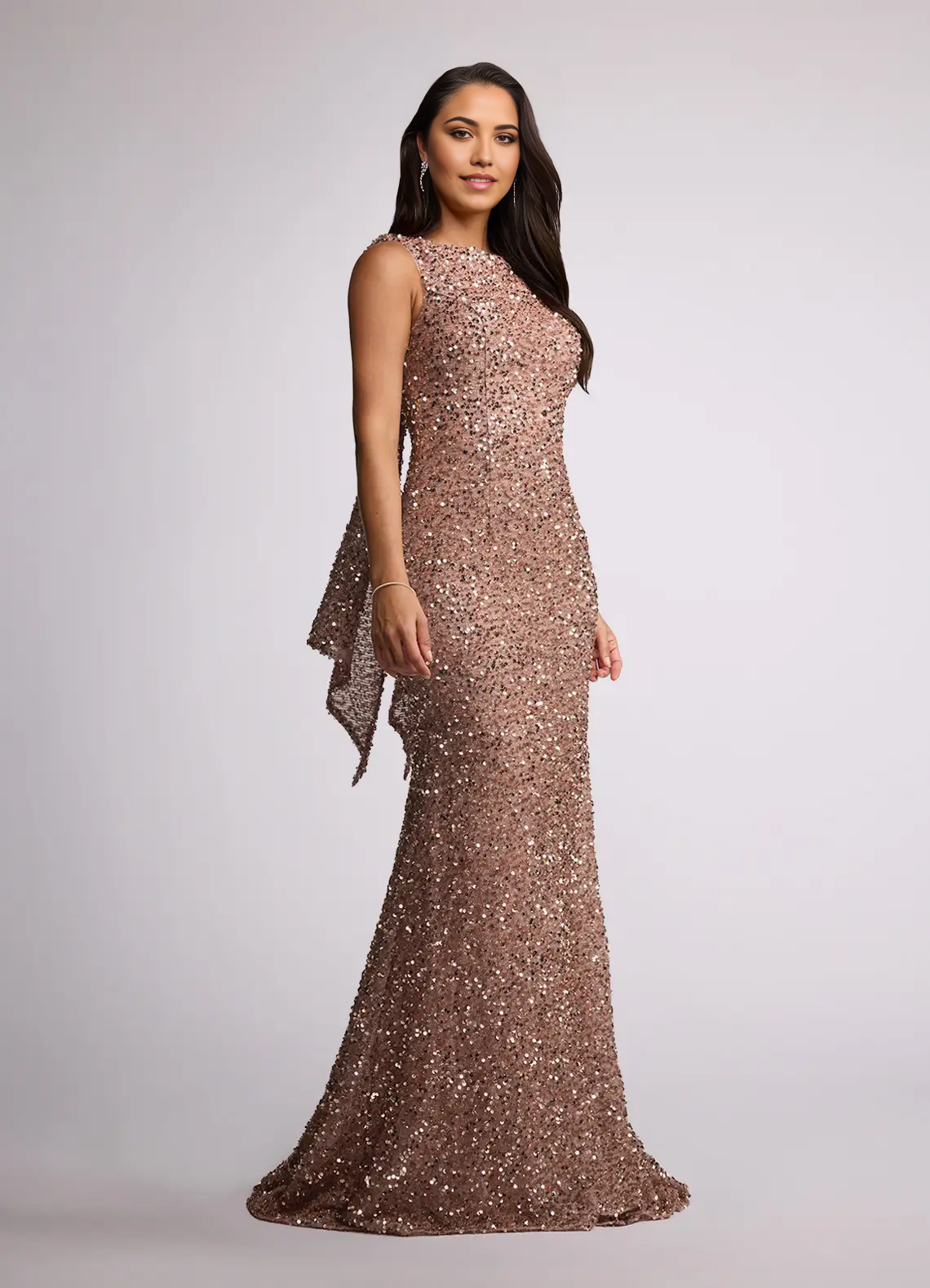 Wholesa Mermaid Ruched Sequins Champagne formal dresses evening dress Mother of the Bride Dresses