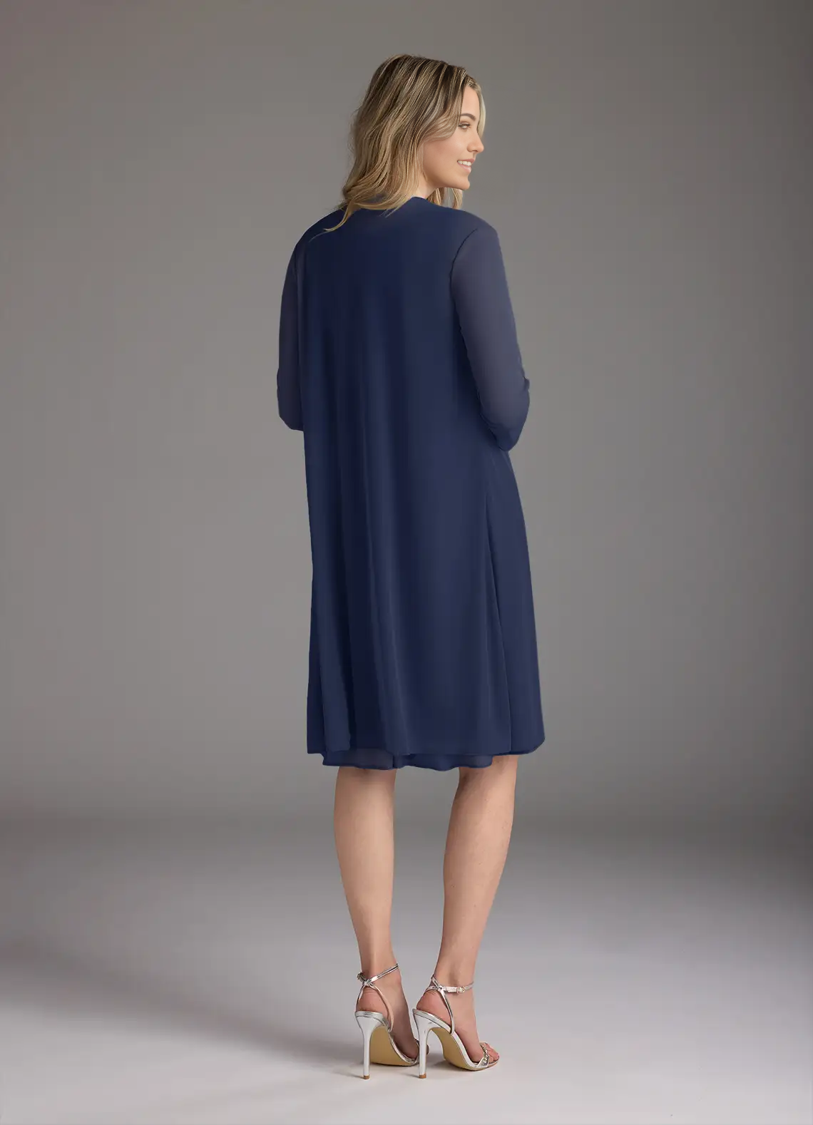 Wholesa Two Piece A-Line Pleated Dark Navy formal dresses evening dress Mother of the Bride Dresses