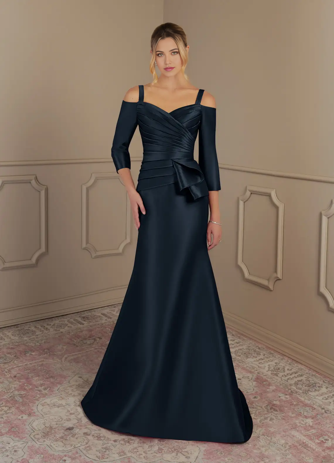 Wholesa Mermaid Off the Shoulder Dark Navy formal dresses evening dress Mother of the Bride Dresses