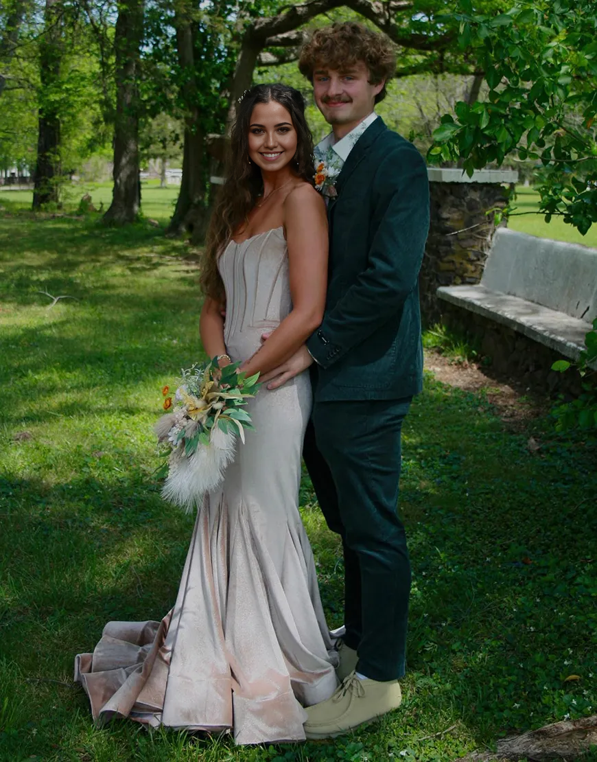 Wholesa Mermaid Strapless Velvet Corset Champagne Long formal dresses evening gown Prom Dress