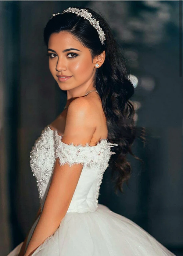 Wholesa A-line Off-the-Shoulder Sleeveless Beading Ball Gown Wedding Dress with Train