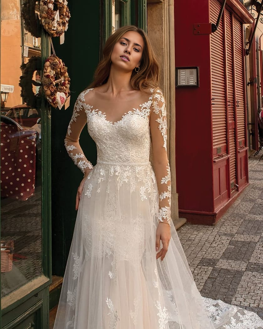 Wholesa Mermaid Long Sleeves Lace Wedding Dresses