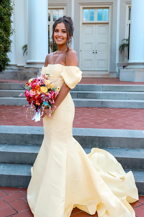 Wholesa Mermaid Off Shoulder Strapless Long Prom Dress