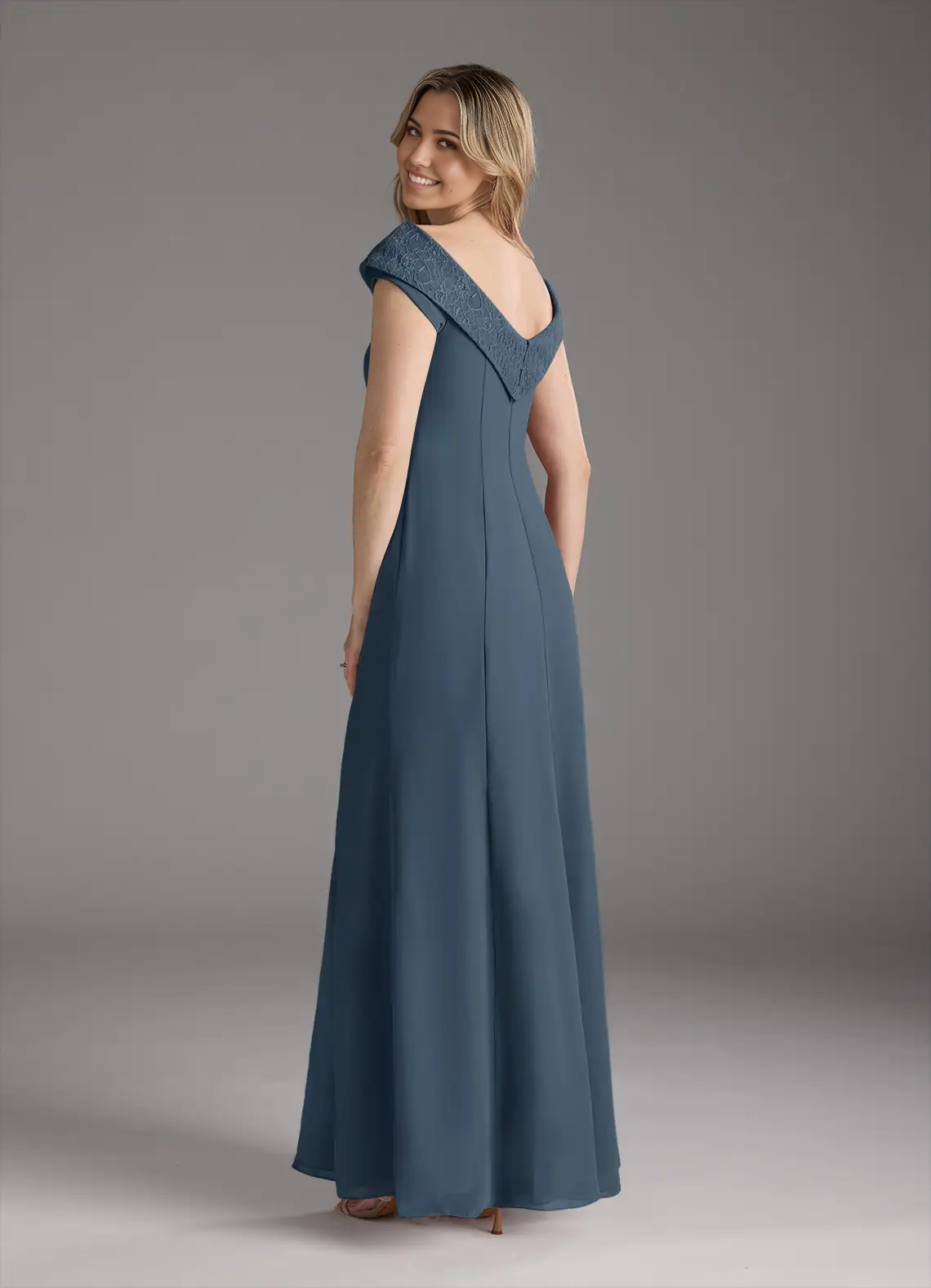 Wholesa A-Line Boatneck Lace Chiffon formal dresses evening dress Mother of the Bride Dresses