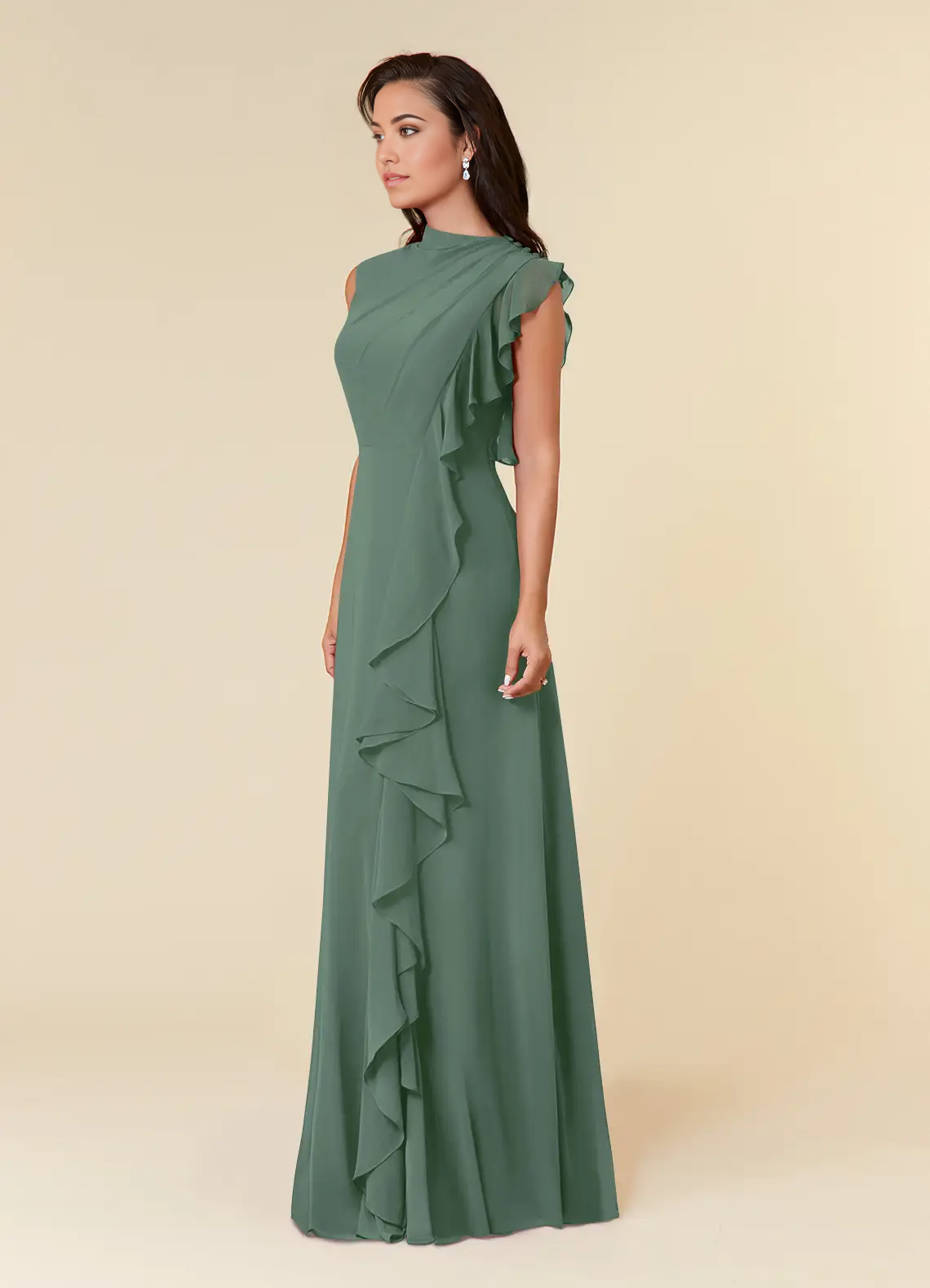 Wholesa A-Line High Neckline Pleated Chiffon Dress Mother of the Bride Dresses