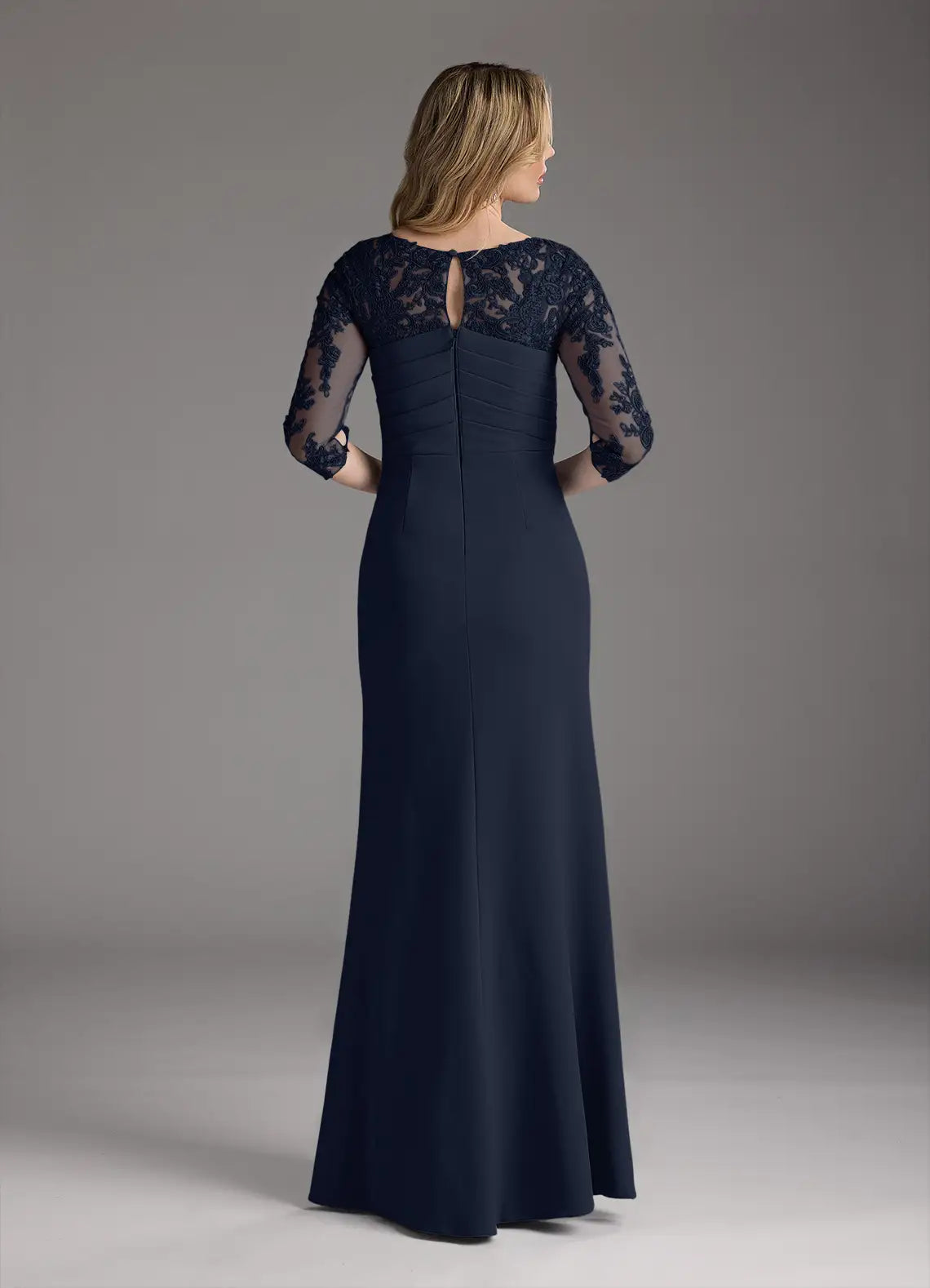 Wholesa Sheath Crew Neck Lace Dark Navy formal dresses evening dress Mother of the Bride Dresses