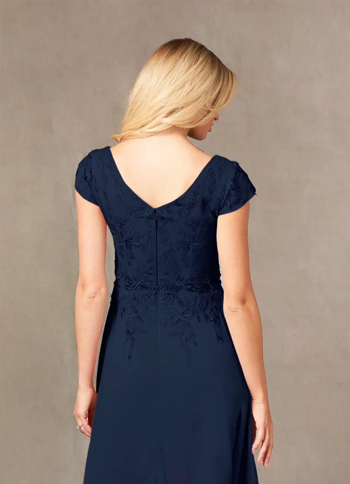 Wholesa A-Line V-Neck Lace Appliques Dark Navy formal dresses evening dress Mother of the Bride Dresses