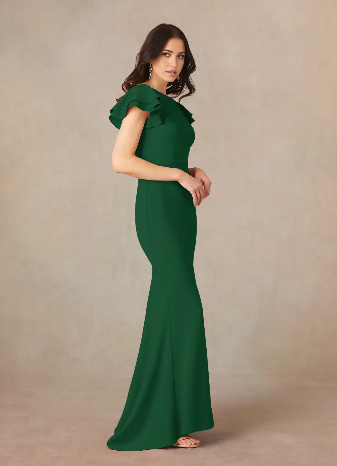Wholesa Mermaid Scoop Ruched Dark Green formal dresses evening dress Mother of the Bride Dresses