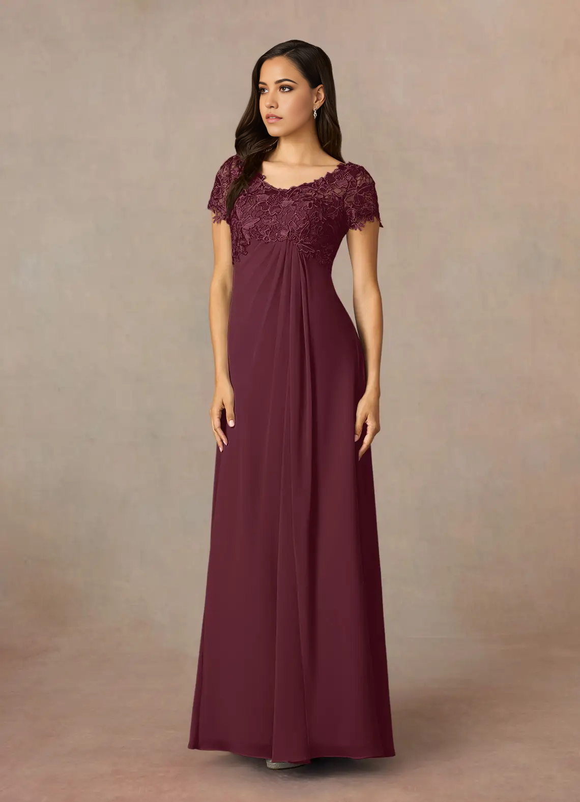 Wholesa A-Line Appliques Lace Chiffon Cabernet formal dresses evening dress Mother of the Bride Dresses