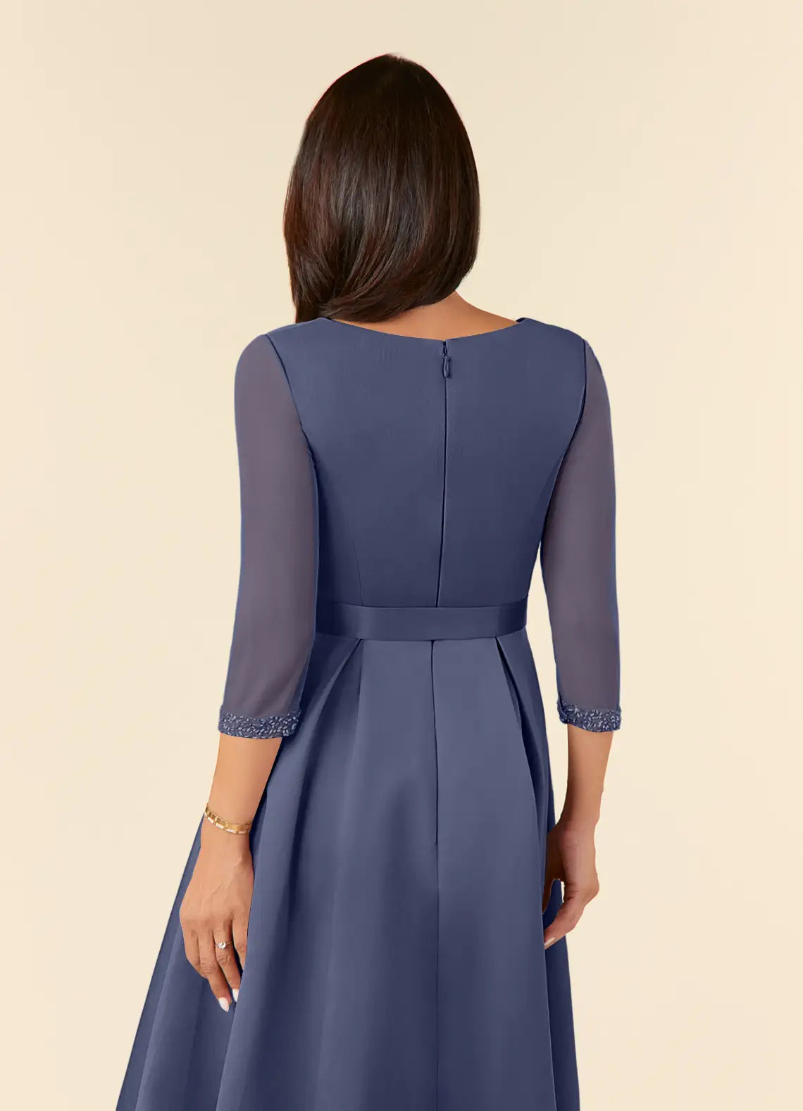 Wholesa A-Line V-Neck Pleated Tea Length Stormy formal dresses evening dress Mother of the Bride Dresses