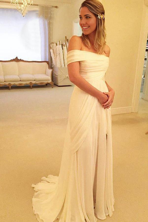 Wholesa A-line Off The Sleeves High Quality Strapless Long Wedding Dresses