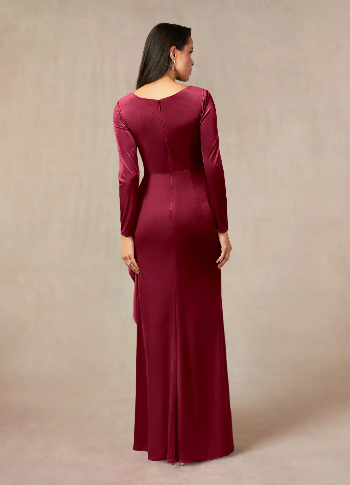 Wholesa Mermaid V-Neck Pleated Velvet Burgundy formal dresses evening dress Mother of the Bride Dresses