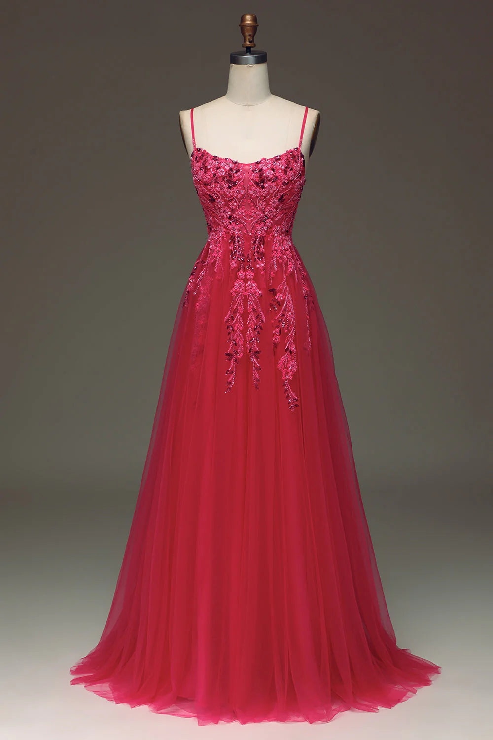 Wholesa A Line Spaghetti Straps Prom Dress with Appliques