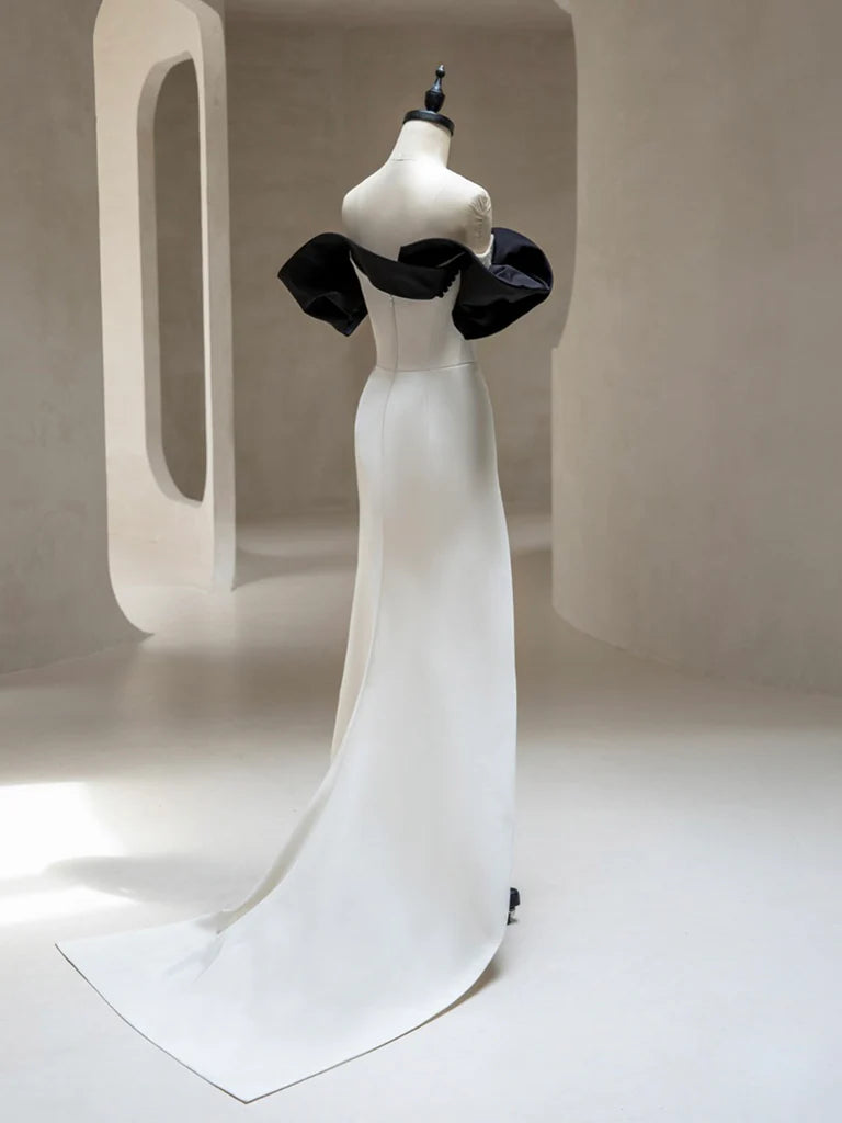 Wholesa Off Shoulder Satin Long Prom Dress