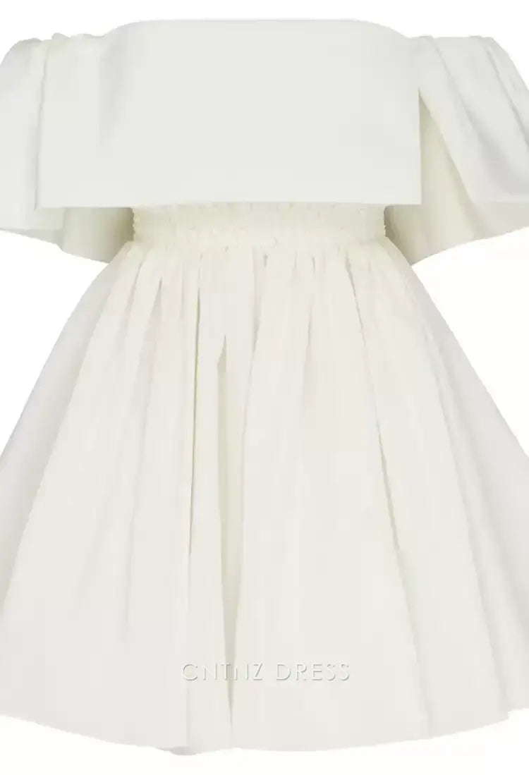 Wholesa A-line Off the Shoulder White Homecoming Dresses formal dresses Bridesmaid Dresses evening gown Prom Dress