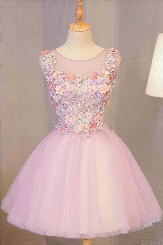 CNTNZ DRESS Hot Sale Homecoming Dress Fashion A Line Tulle Flowers Short Beads Exquisite Short Prom Dress