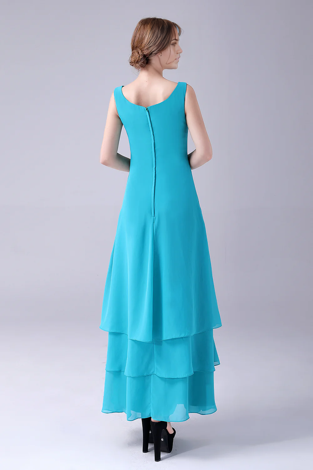 Wholesa A-Line Scoop Neck Chiffon Floor-Length Mother Of the Bride Dress