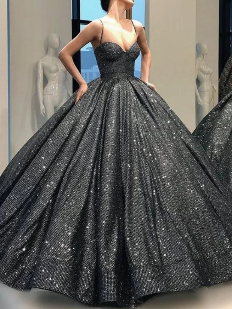 Wholesa Ball Gown Spaghetti Straps Floor-Length Long Prom Dresses