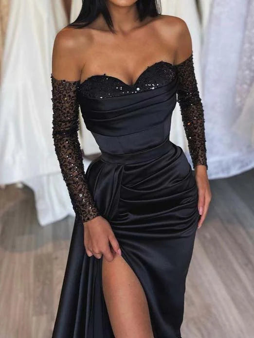 Wholesa Sheath Sweetheart Floor-Length Long Prom Dresses