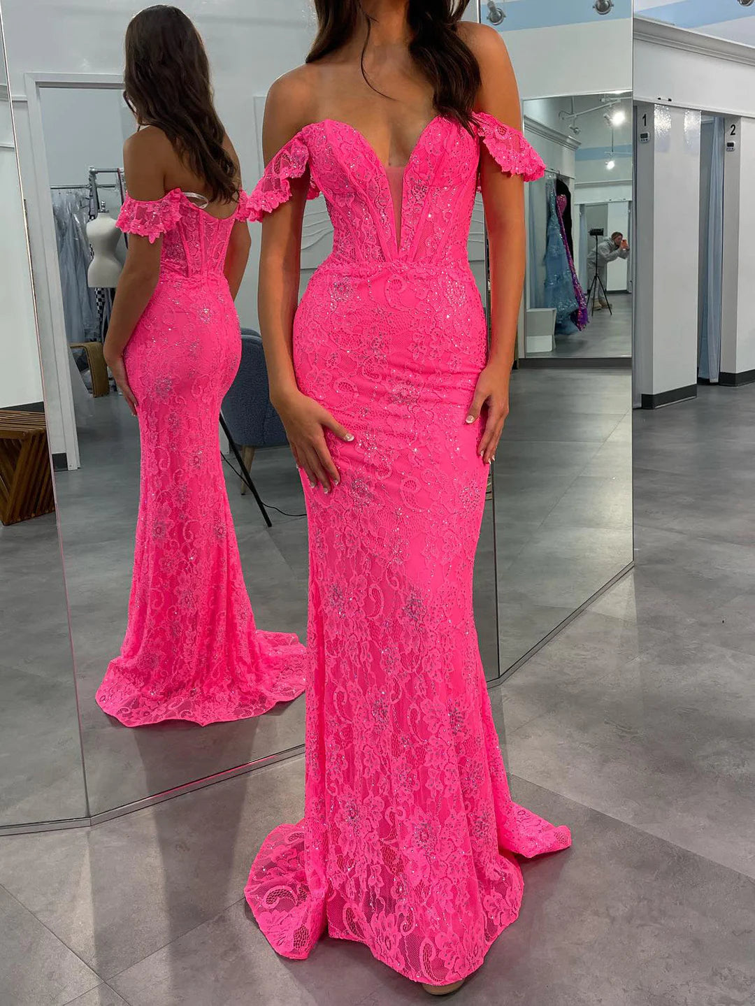 Wholesa Sheath Off-The-Shoulder Floor-Length Long Prom Dresses