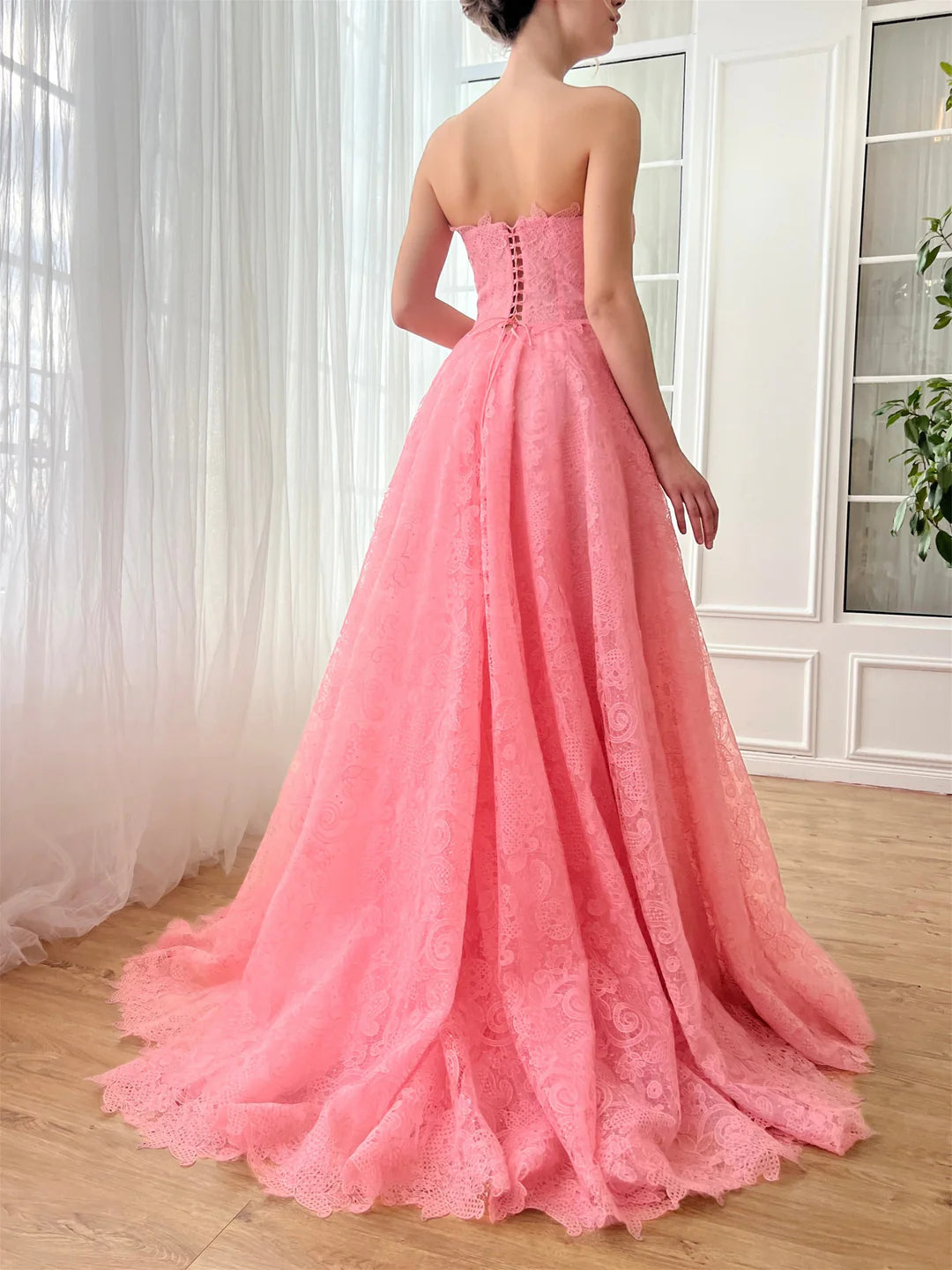 Wholesa A-Line Sweetheart Strapless Floor-Length Prom Dress