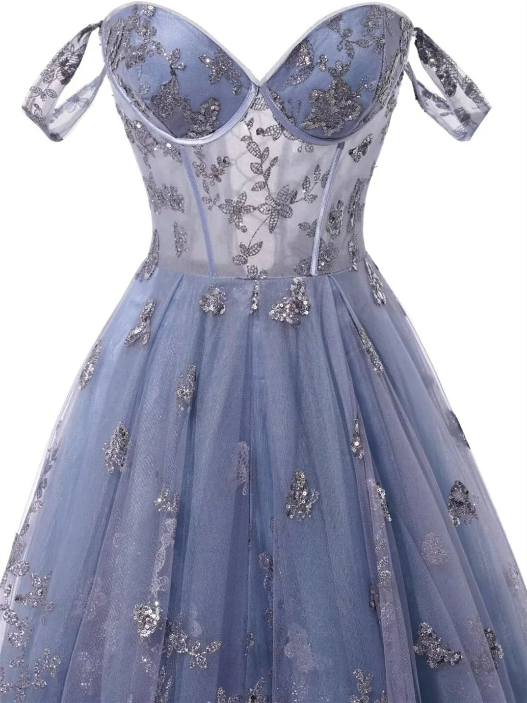 Wholesa A-Line Sweetheart Spaghetti Straps Floor-Length Prom Dress