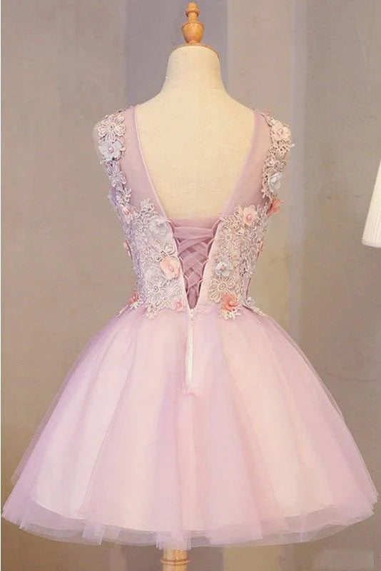 CNTNZ DRESS Hot Sale Homecoming Dress Fashion A Line Tulle Flowers Short Beads Exquisite Short Prom Dress