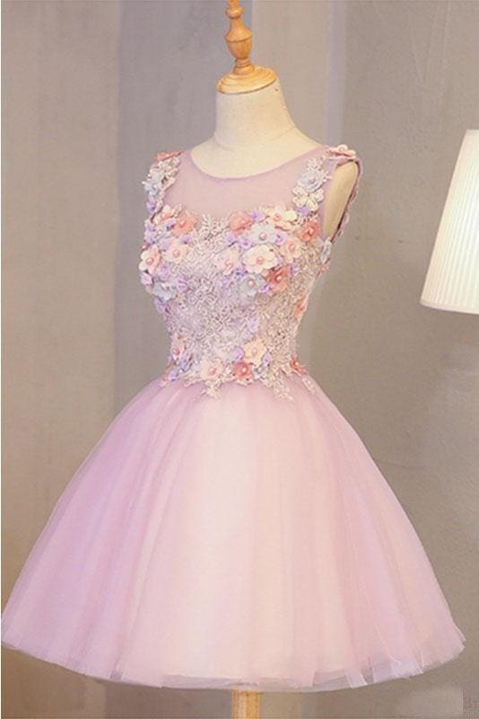 CNTNZ DRESS Hot Sale Homecoming Dress Fashion A Line Tulle Flowers Short Beads Exquisite Short Prom Dress