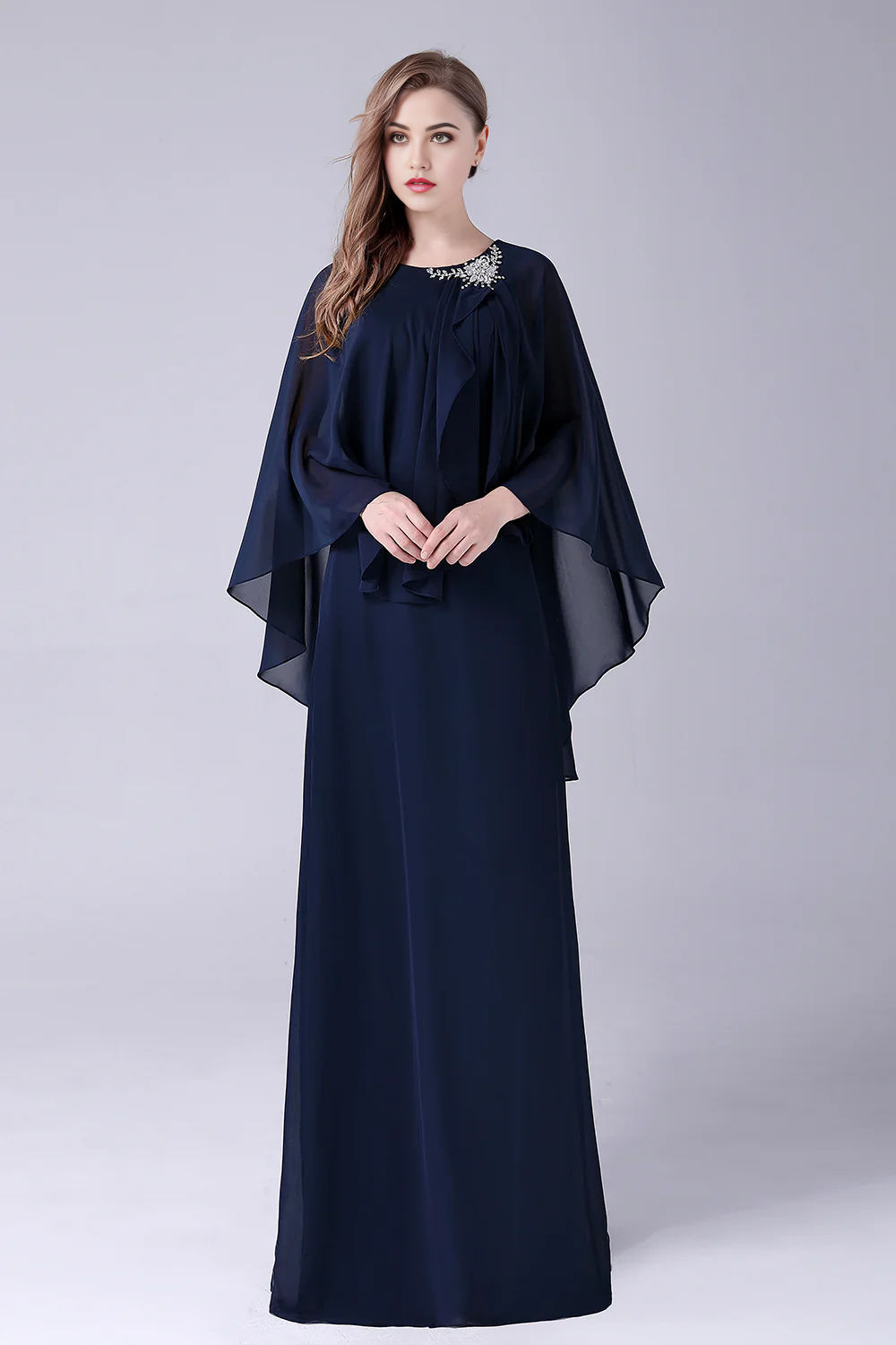 Wholesa A-Line Scoop Neck Chiffon Floor-Length Mother of the Bride Dress