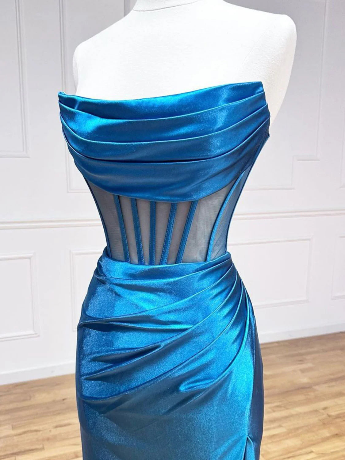 Wholesa Mermaid Formal Satin Long Prom Dress