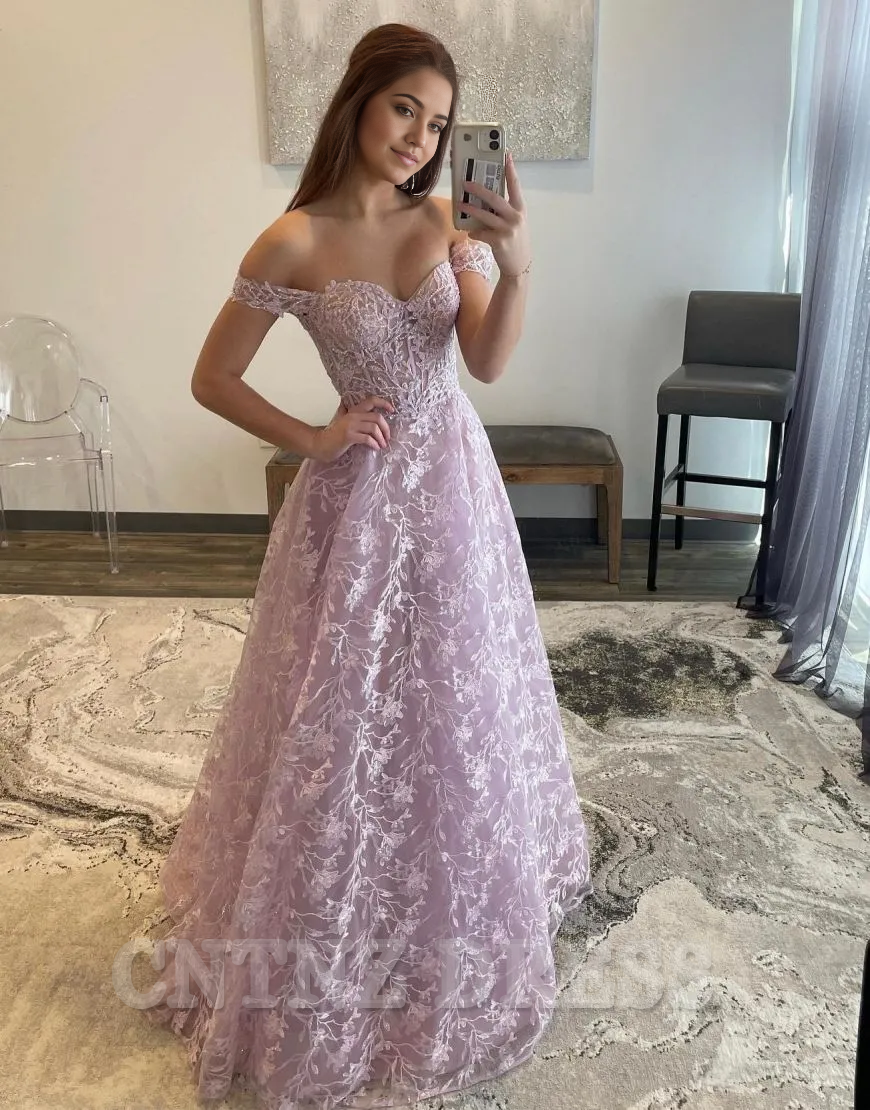 Wholesa A-Line Off The Shoulder Long formal dresses evening gown Prom Dress With Sequin
