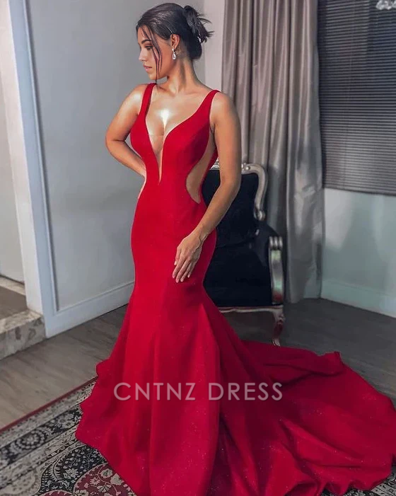 Wholesa Mermaid Deep V formal dresses Bridesmaid Dresses evening gown Prom Dress