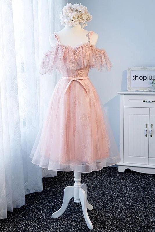 CNTNZ DRESS Hot Sale Homecoming Dress A Line Spaghetti Strap Tulle Lace Cute Short Pearls Charming Short Prom Dress