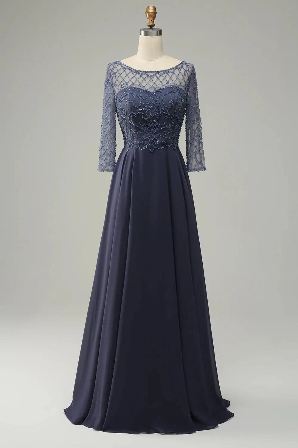 Wholesa A-line Beading Long Sleeves Mother of Bride Dress