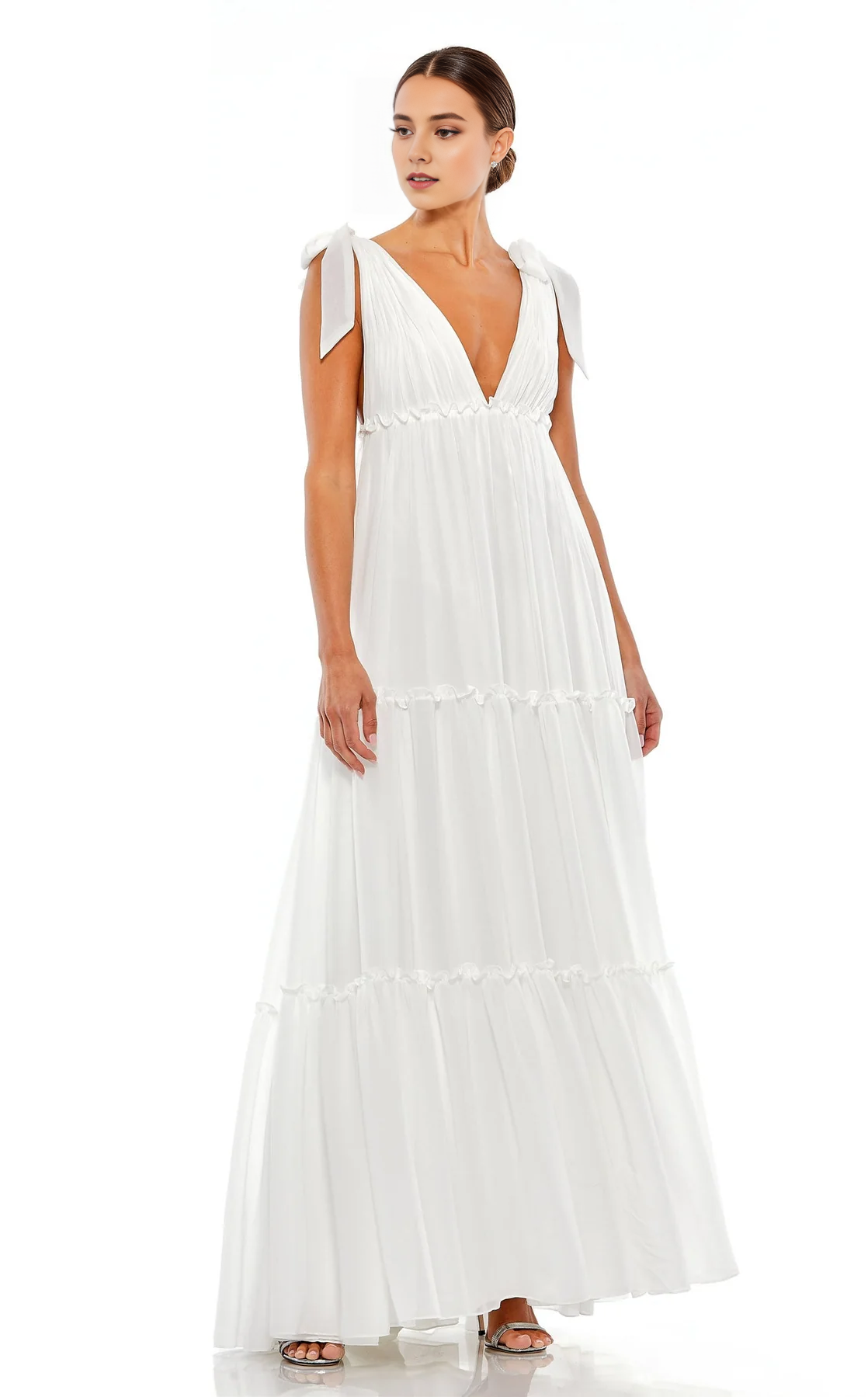 CNTNZ DRESS Bodacious V-Neckline Ruched Backless Floor-Length Dress Elegant Hot Sale Wedding Dress