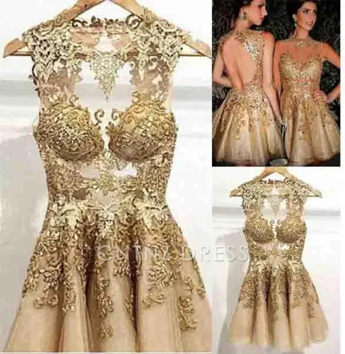 CNTNZ DRESS Hot Sale Short Prom Dress Charming A-line Pretty Sleeveless Backless Cocktail Dress Appliques Homecoming Dress