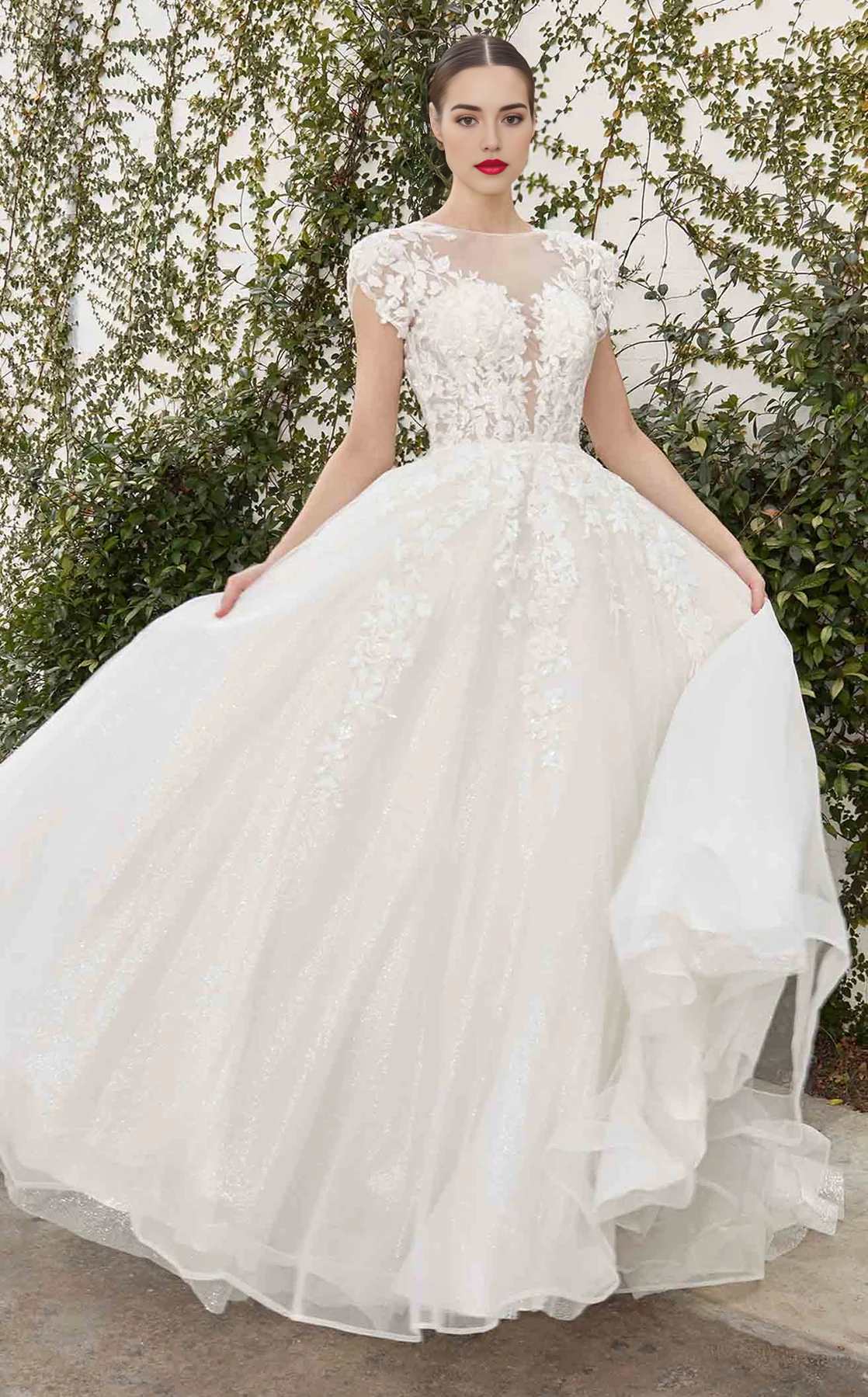 CNTNZ DRESS Exquisite A-Line Corset High Neckline With Cap Sleeves Backless Lace Applique Elegant Hot Sale Wedding Dress