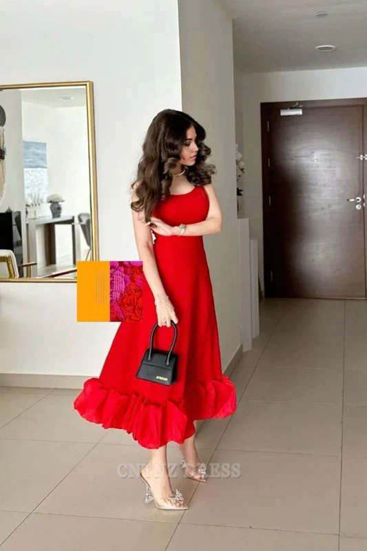 Wholesa A Line Spaghetti Straps Red Knee Length formal dresses Bridesmaid Dresses evening gown Prom Dress