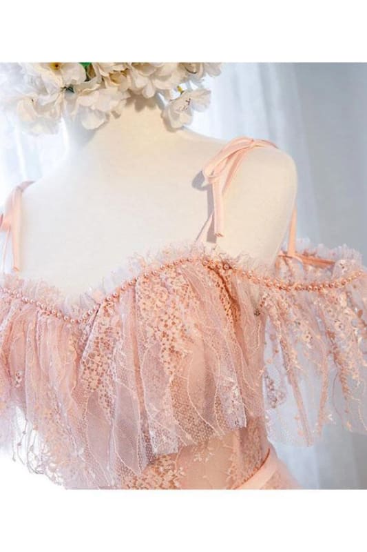 CNTNZ DRESS Hot Sale Homecoming Dress A Line Spaghetti Strap Tulle Lace Cute Short Pearls Charming Short Prom Dress