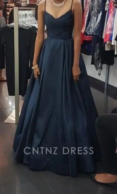 Wholesa A-Line Spaghetti Straps V Neck Long formal dresses Bridesmaid Dresses evening gown Prom Dress