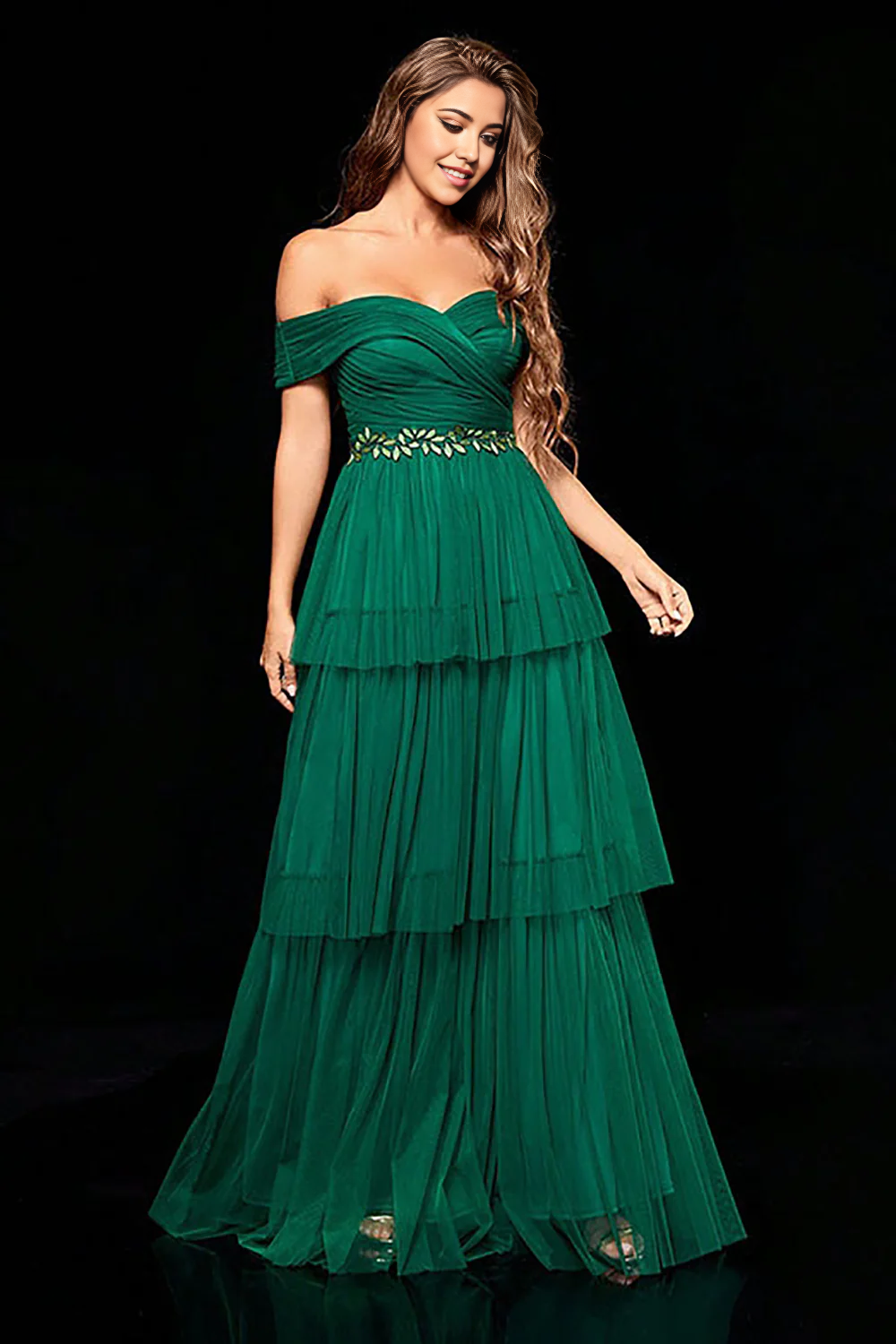 Wholesa A Line Tulle Off the Shoulder Prom Dress