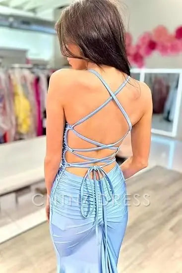 Wholesa Mermaid Sexy V-Neck Lace-Up Back Purple Long formal dresses Bridesmaid Dresses evening gown Prom Dress