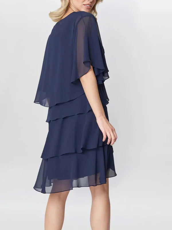 Wholesa A-Line Scoop Half Sleeves Knee-Length Mother Of The Bride Dresses