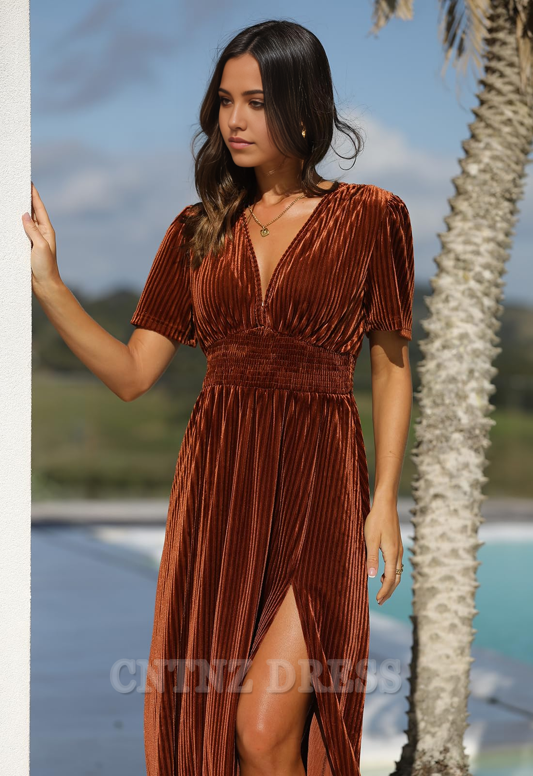 Wholesa A-line V-Neck Short Sleeve formal dresses Bridesmaid Dresses evening gown Prom Dress