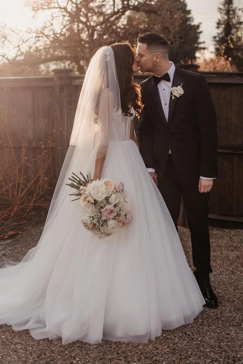 Wholesa A-Line Sparkly Glitter Tulle Sweetheart Wedding Dresses